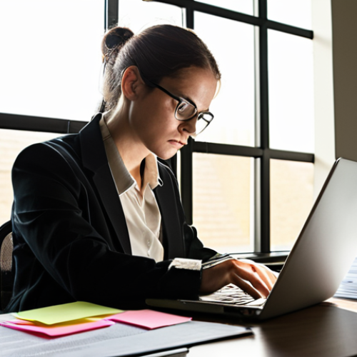 Home 4 **
A person sitting at a desk, surrounded by papers and a laptop, looking thoughtfully at their resume. Light is streaming in from a window. The scene should convey a sense of reflection and strategic planning, highlighting the "Reframing Your Existing Skill Set" section. Consider adding subtle visual cues suggesting transferable skills like communication or organization (e.g., sticky notes with keywords, a well-organized workspace).
**