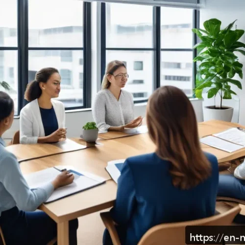 정신건강 전문가 필수 교육 - A modern office setting showing a diverse group of professionals engaged in a mental health workshop...