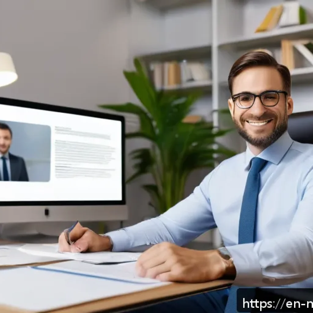 정신건강 상담사 이직 전략 - A professional mental health counselor conducting a teletherapy session from a modern home office, f...