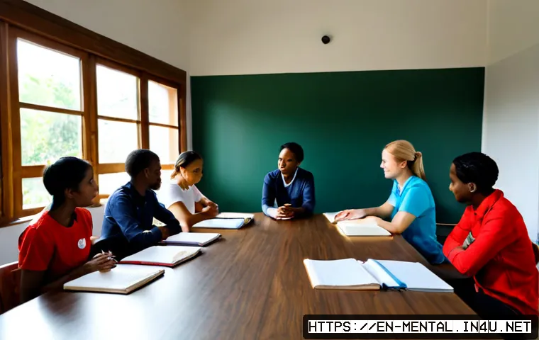 Home 17 정신건강 실무 교육 과정 - Photorealistic mental health professional training workshop in a bright community education center, ...